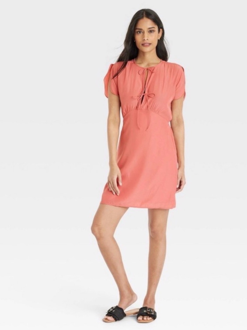 Universal Thread Coral Tie-Front Mini Dress